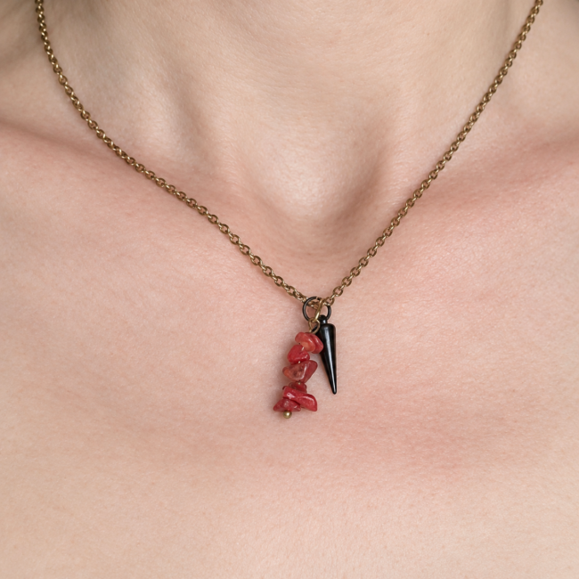 Collier pendule Solis rouge