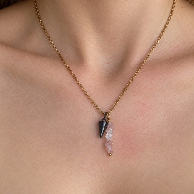 Collier pendule Solis rose