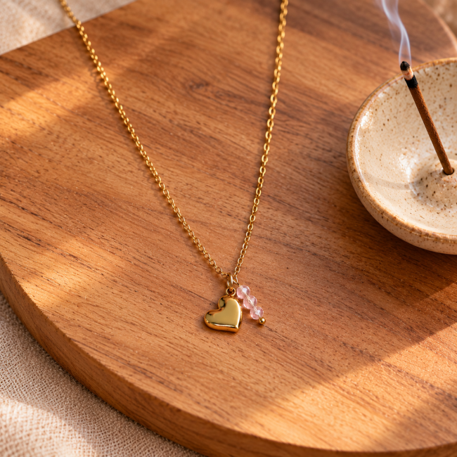 Collier pendule Divina rose